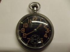 Waltham military open face pocket watch with sub d