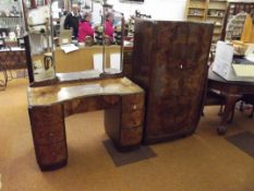 Art deco small wardrobe and serpentine dressing ta