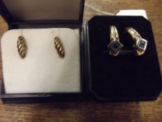 Two pairs of 9 carat gold earrings