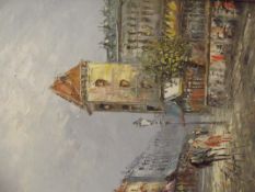 Framed acrylic on canvas, continental scene