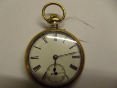 Open faced brass pocket watch with sub dial