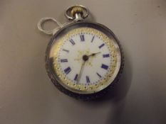 Silver cased fob watch