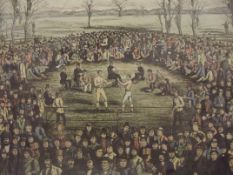 Early framed print, depicting boxing scene