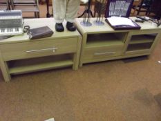 Two light wood media units