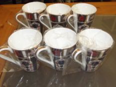 6 Crown Derby Imari mugs