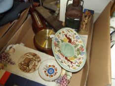 Assorted items to include a retro wall barometer,