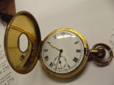 Half hunter pocket watch with sub dial