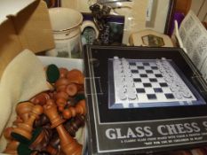 Assorted items to include chess boards and related