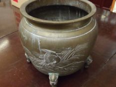Heavy brass cauldron