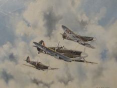 Oil on canvas, D. K. Bastnett, spitfires
