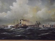 Oil on canvas, BR Entwistle '79, sea scape Liverpo
