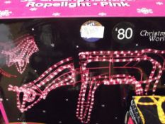 3D grazing reindeer rope light pink