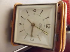 Smiths Empire travel alarm clock in leather case