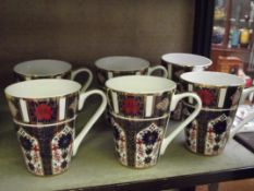 6 Crown Derby mugs, Imari