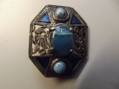 Art deco hard-stone brooch
