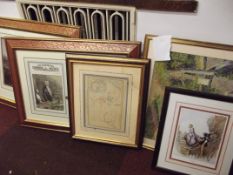 Assorted framed prints to include a reproduction L