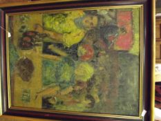 Framed Impressionist oil on canvas (then mounted o