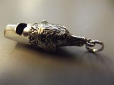Silver whistle in the form of a hound