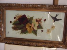 Gilt framed painting on glass, signed A.E Roby