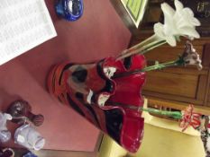 Art glass vase with art glass flowers