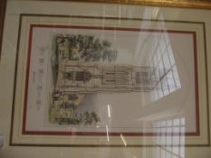 Pair of framed prints, Church scenes