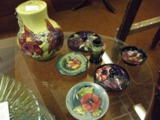 Collection of seven pieces of Moorcroft pottery fo
