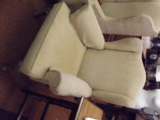 Pair of 1950's wing back with later upholstery