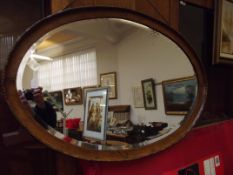 1930's oak framed bevel edged mirror