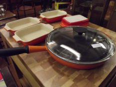 Le Creuset frying pan (as new) with four matching