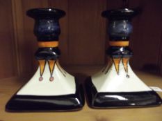 Pair of Lorna Bailey candlesticks, one a/f
