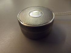 Continental silver engine turned pill box