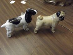 Beswick spaniel together with a Beswick Pug