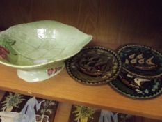 Carlton ware salad bowl together with three bronze