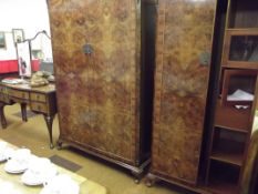 Good quality three piece burr wood bedroom suite o