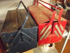 Two concertina tool boxes and contents