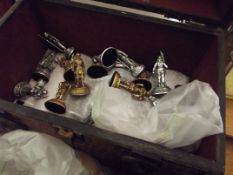 Set of base metal chess pieces