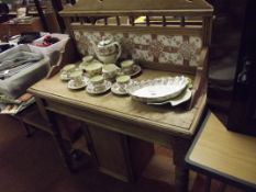 Pine tiled back wash stand