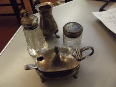 Collection of silver halmarked items, mustard pot,