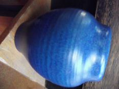 Pilkingtons blue mottled vase, impressed 'ETR' (Ra