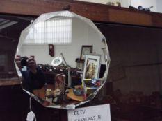 Art deco frameless bevel edged mirror