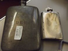Pewter hip flask together with an E.P.B.M art deco
