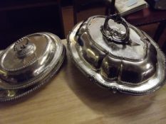 2 silver plated serving tureens