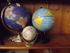 Three desk globes