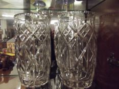 Pair of heavy cut crystal vases