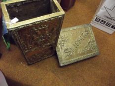 Brass log bucket together with brass slipper box