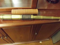 Brass four drawer telescope with case