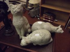 3 stone ware cats