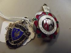 Silver enamel fob 'Liverpool and district table te