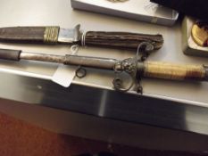 Antler handled knife together with an interesting