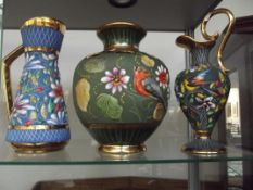 Three Belgian vases